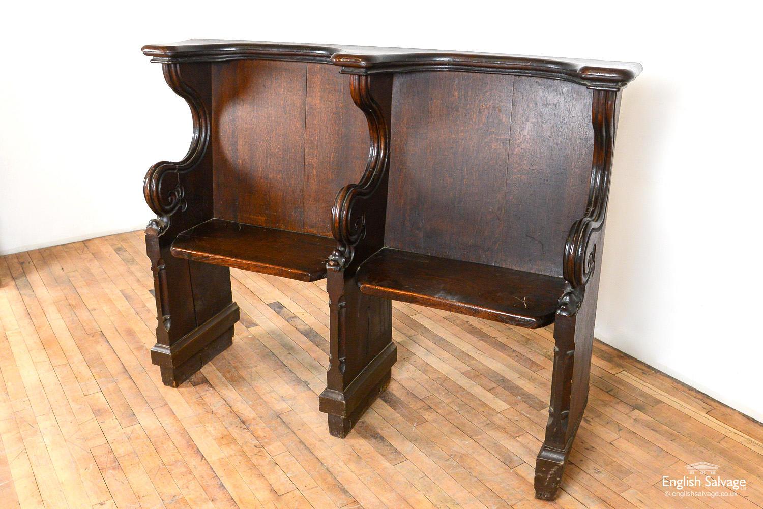 20th Century Victorian Double Seated Oak Choir Stall / Pew, 19th Century For Sale