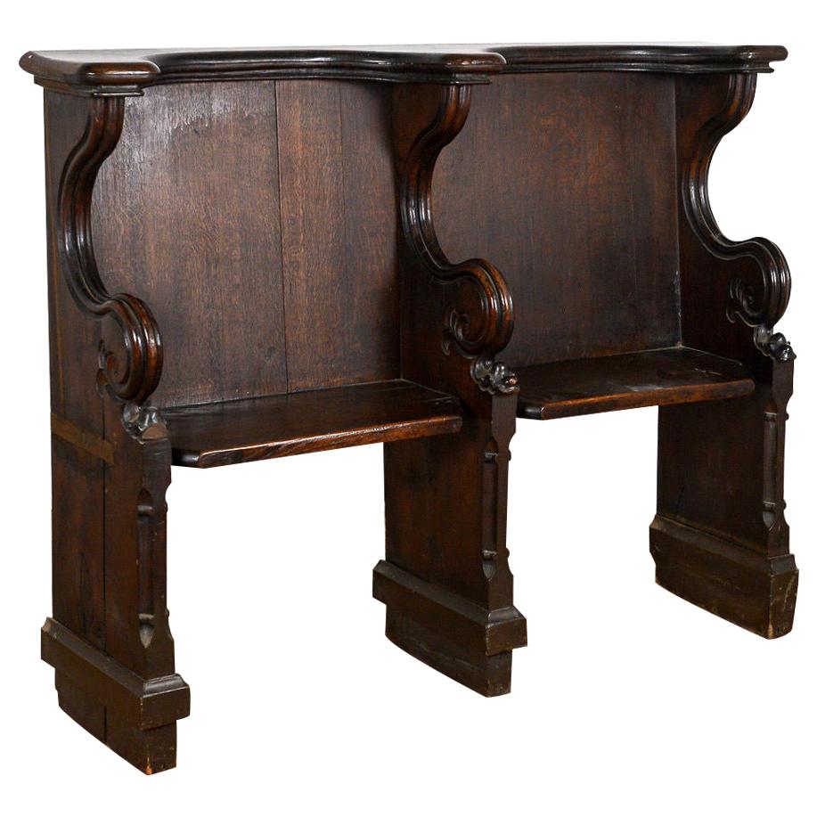 Victorian Double Seated Oak Choir Stall / Pew, 19th Century For Sale