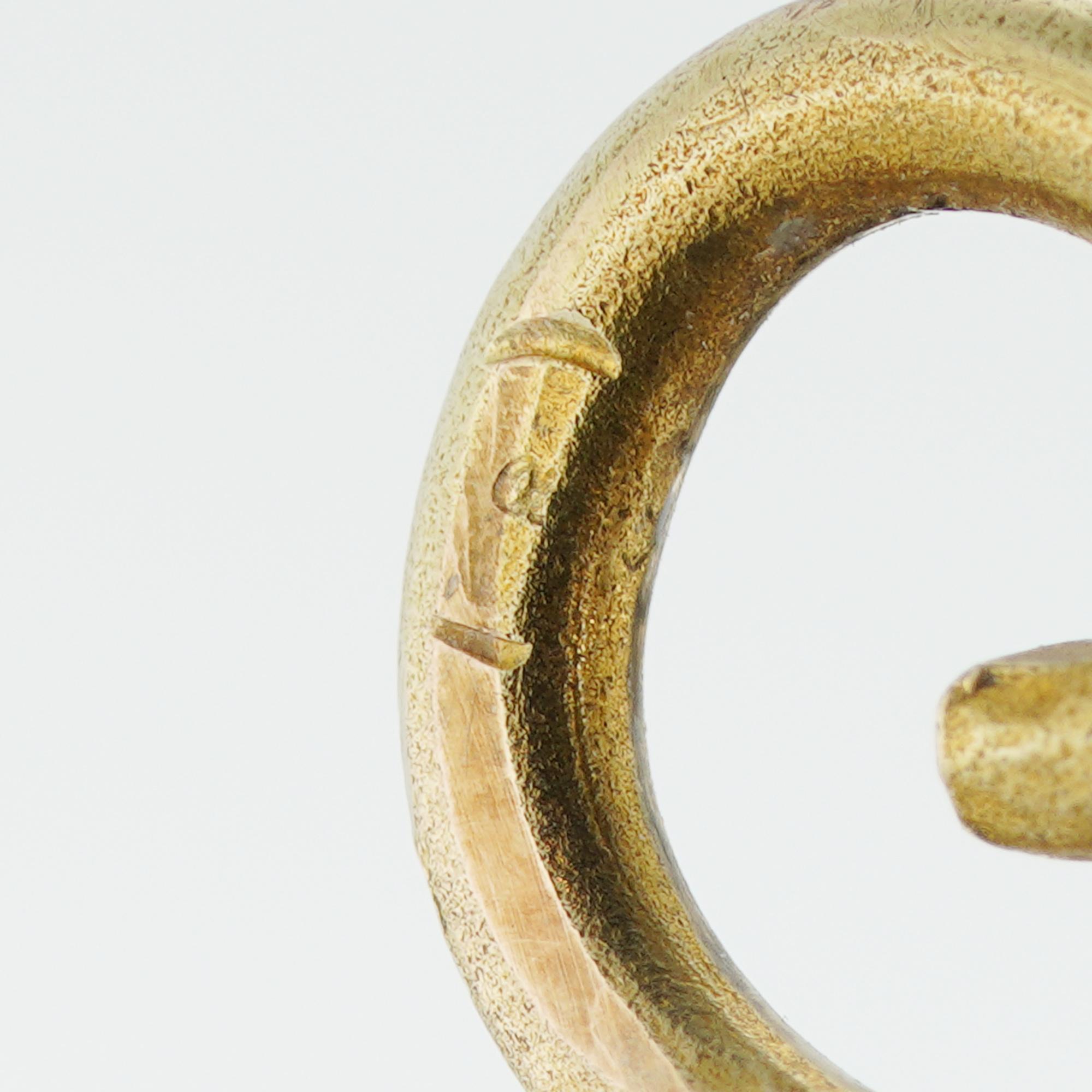 Women's or Men's Victorian Double Serpent Yellow Gold Brooch