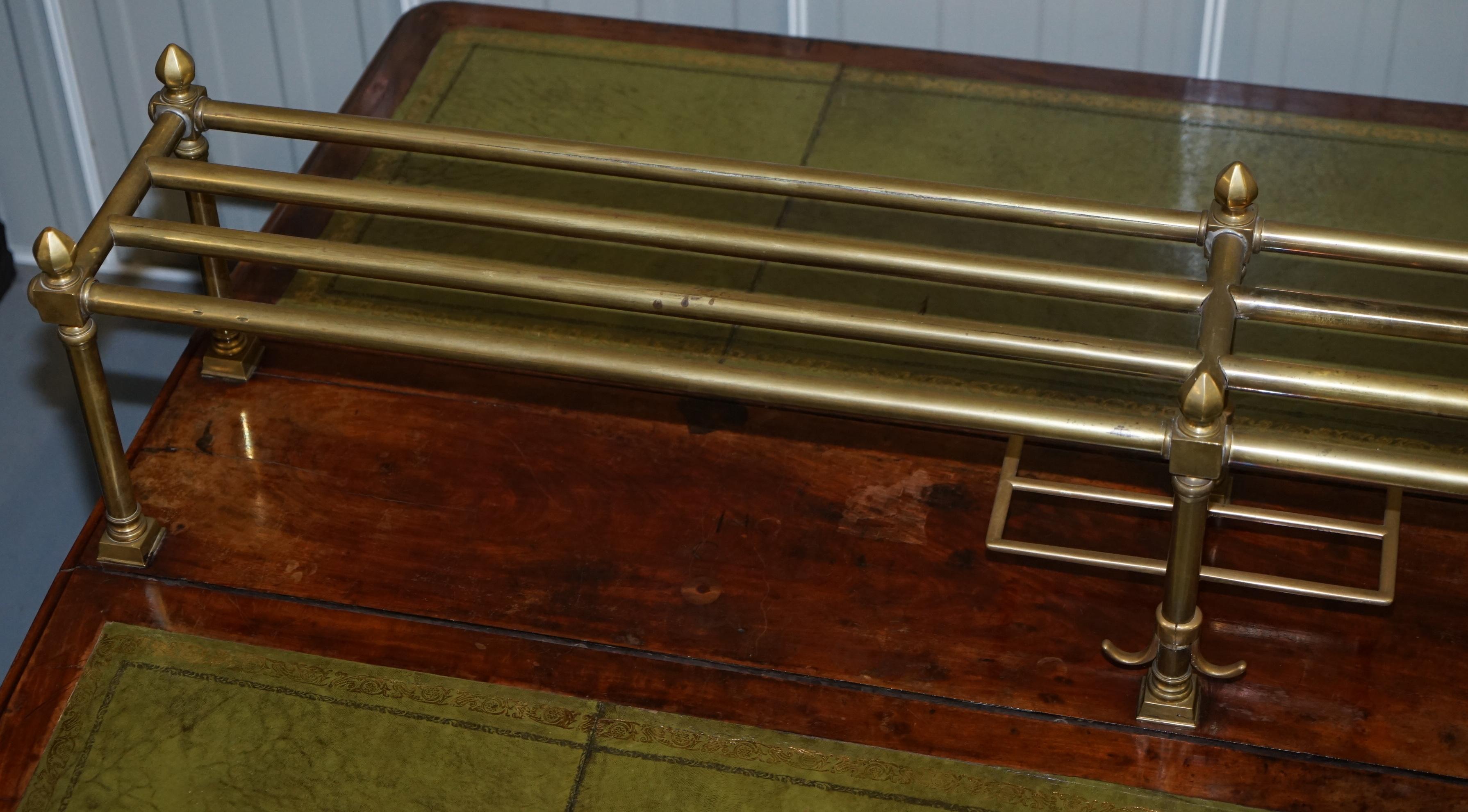 Victorian Double Sided Luxury Honduras Hardwood Brass Green Leather Banking Desk 1
