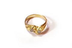 Victorian double snake ring in yellow gold 18 karats