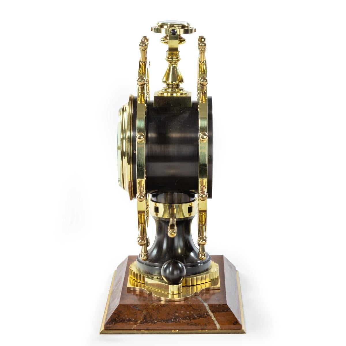 Late 19th Century Victorian Double Steering-Wheel Desk Clock and Barometer Racing Trophy