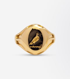 Anillo de sello de paloma victoriana en oro de 18 quilates