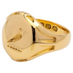 Anillo de sello de paloma victoriana en oro de 18 quilates