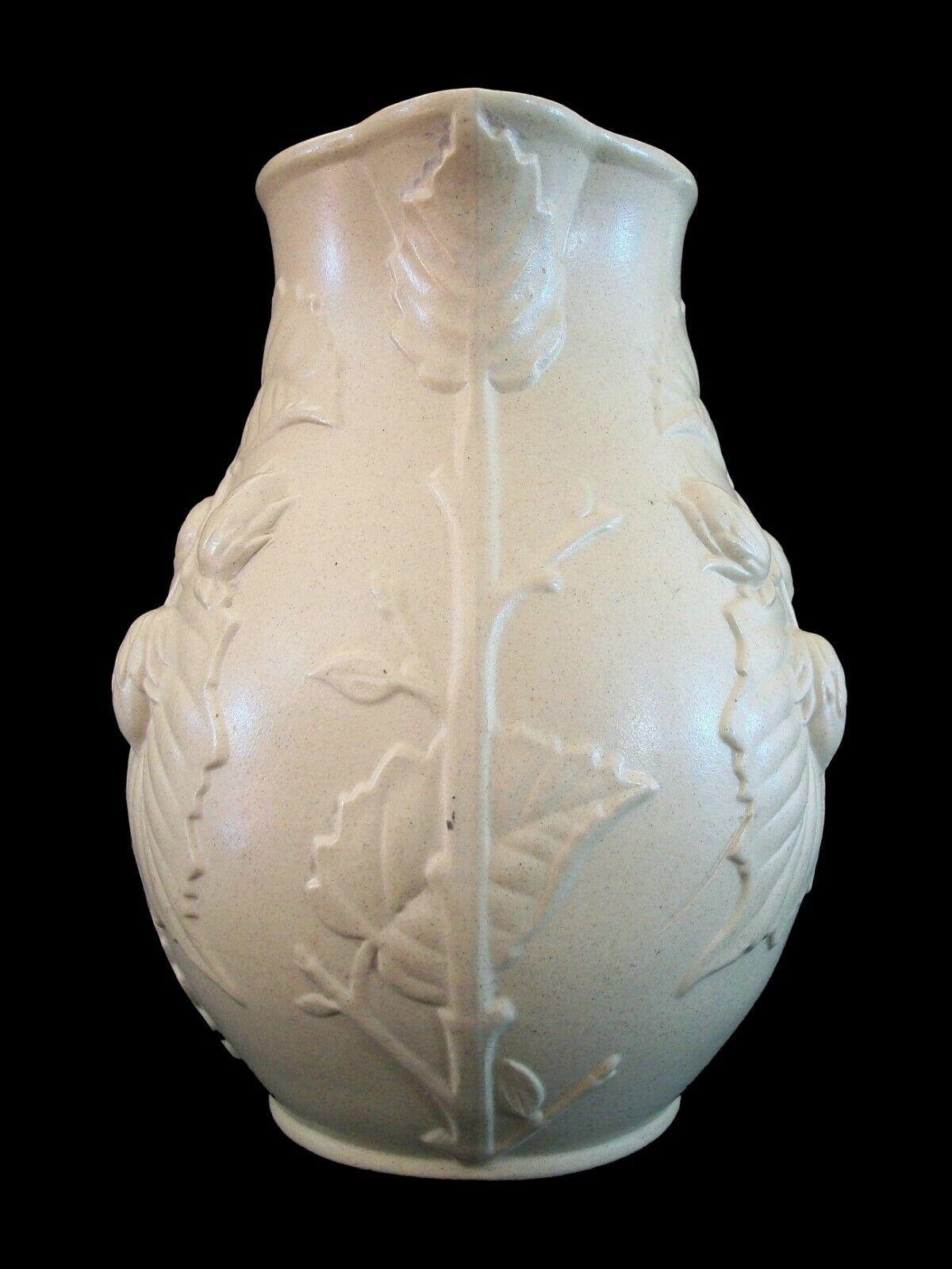 Victorian 'Drabware' Pitcher with Embossed Strawberries, U.K., 19th Century In Good Condition For Sale In Chatham, ON