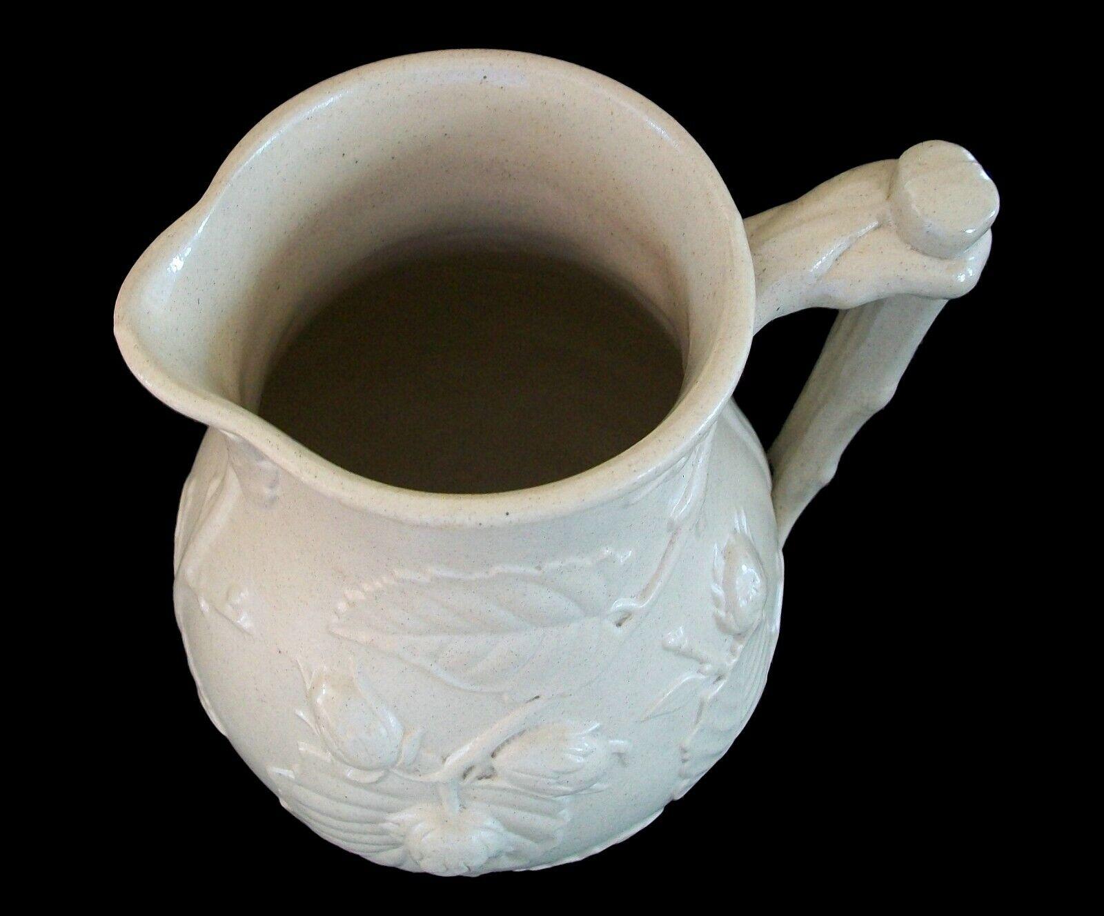 Victorian 'Drabware' Pitcher with Embossed Strawberries, U.K., 19th Century For Sale 2