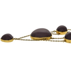 Victorian Dramatic Cabochon Garnet Festoon Necklace