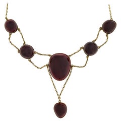 Victorian Dramatic Cabochon Garnet Festoon Necklace