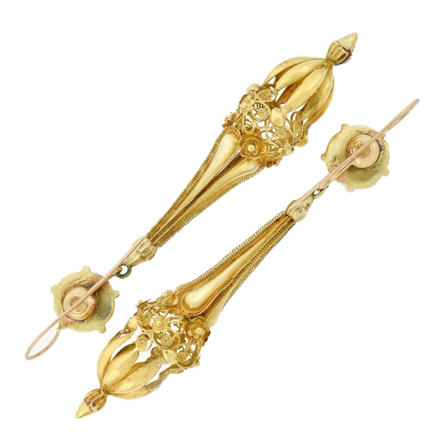 Victorian Dramatic Hollow Torpedo Earrings 2