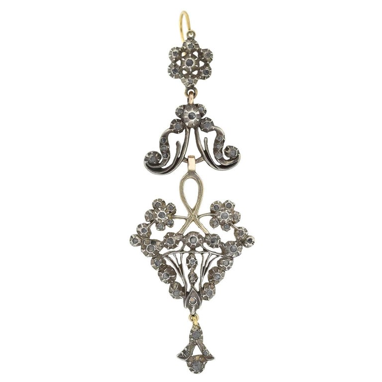 Victorian Dramatic Rose Cut Diamond Wirework Earrings In Good Condition For Sale In Narberth, PA