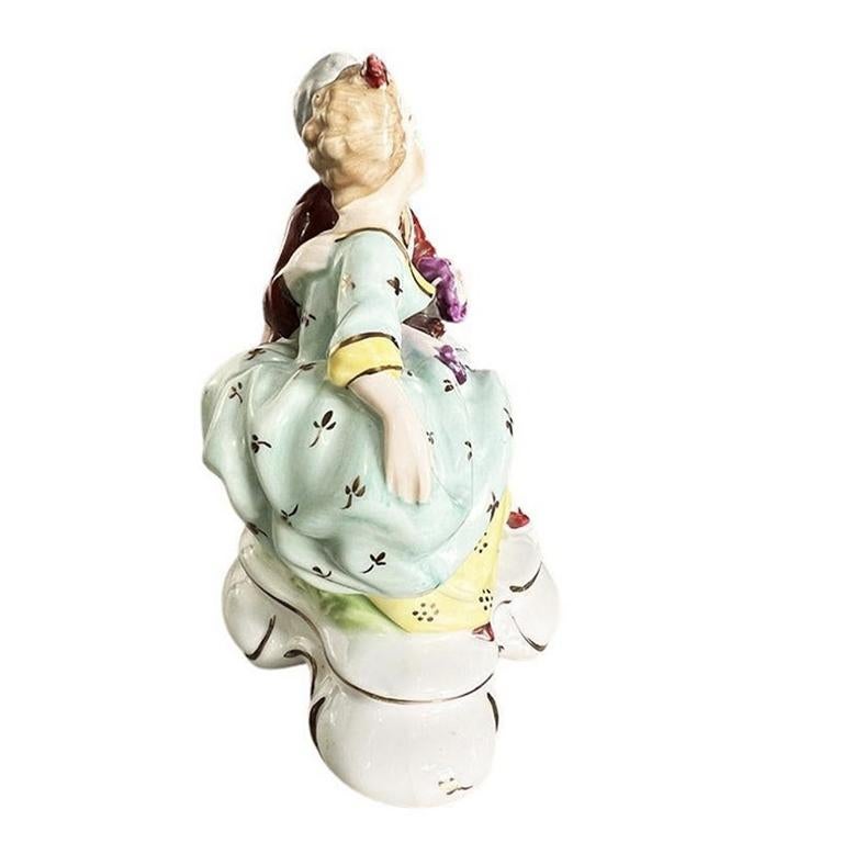 20th Century Victorian Dresden Hand Painted Porcelain Courting Couple Figurine - Germany For Sale
