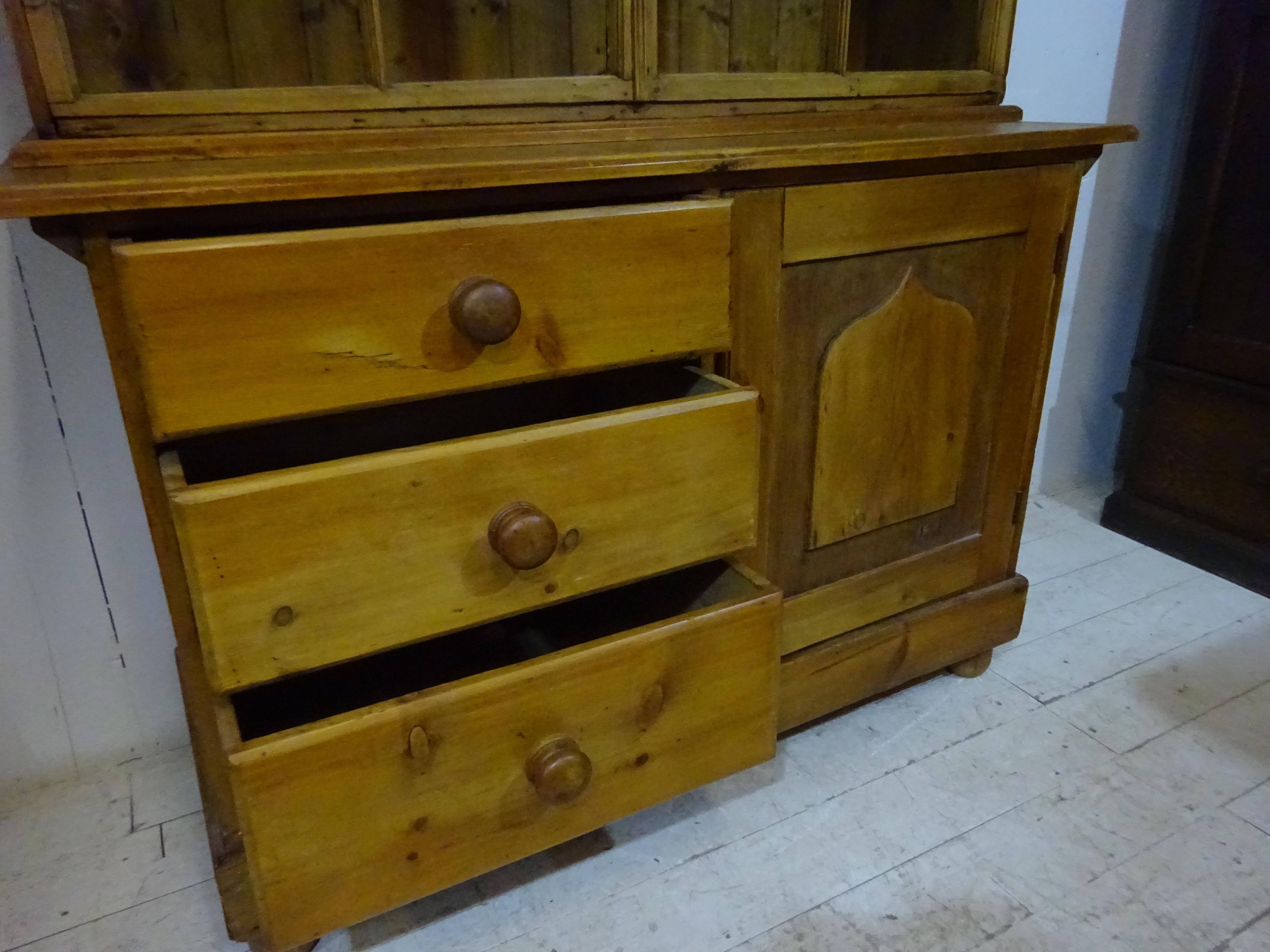 Victorian dresser and Display Cabinet in Pine  8