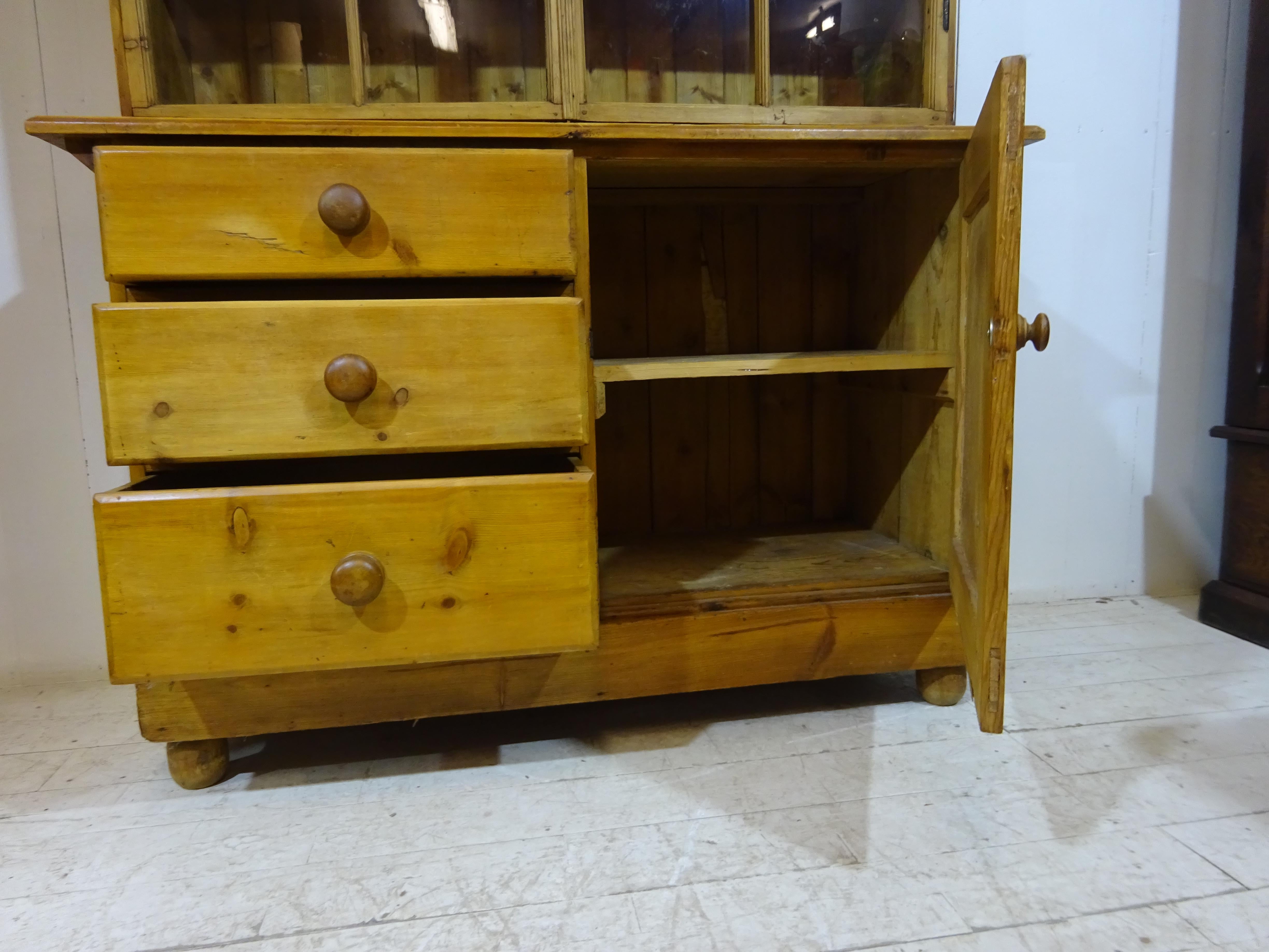 Victorian dresser and Display Cabinet in Pine  9