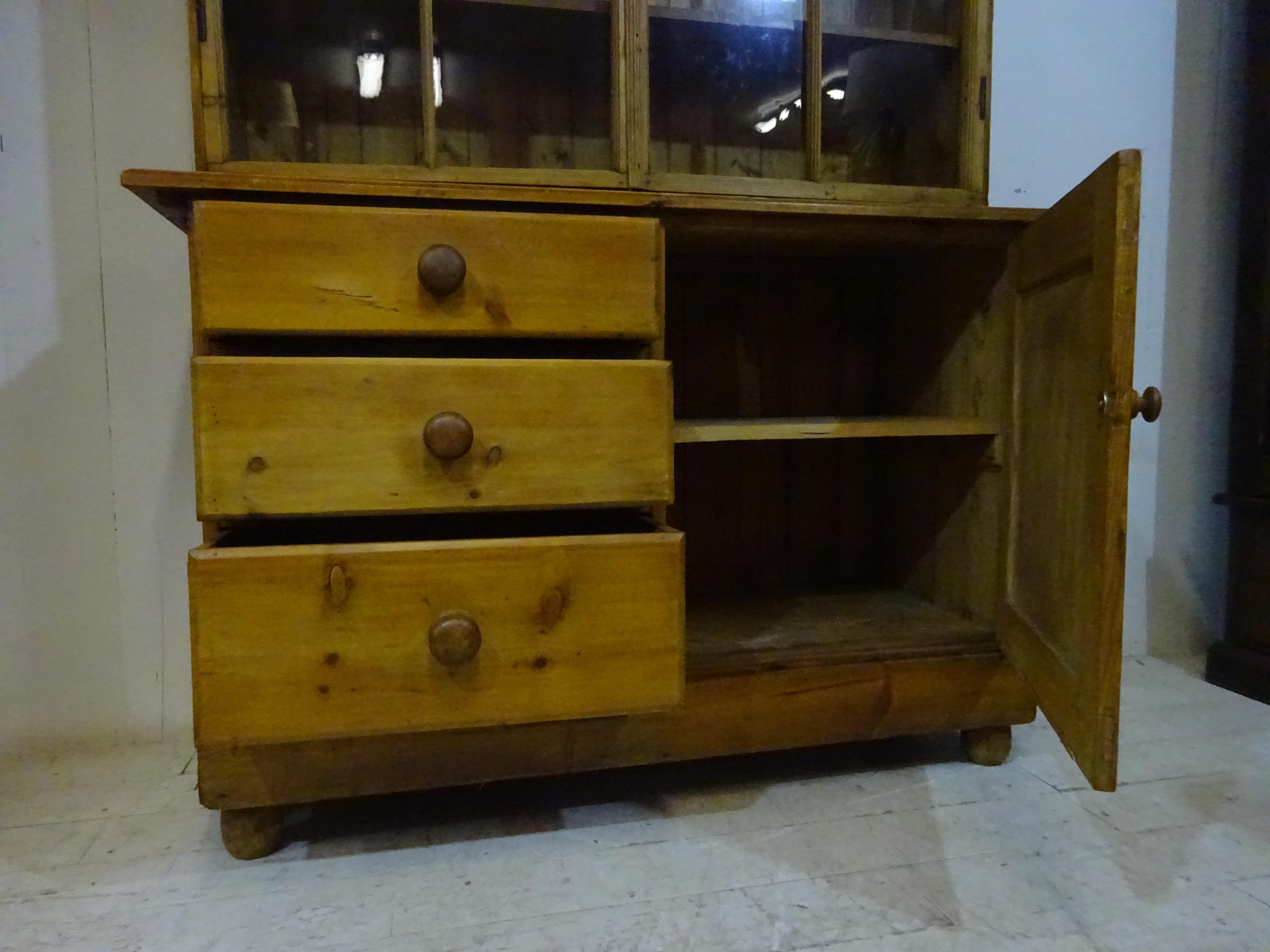 Victorian dresser and Display Cabinet in Pine  10