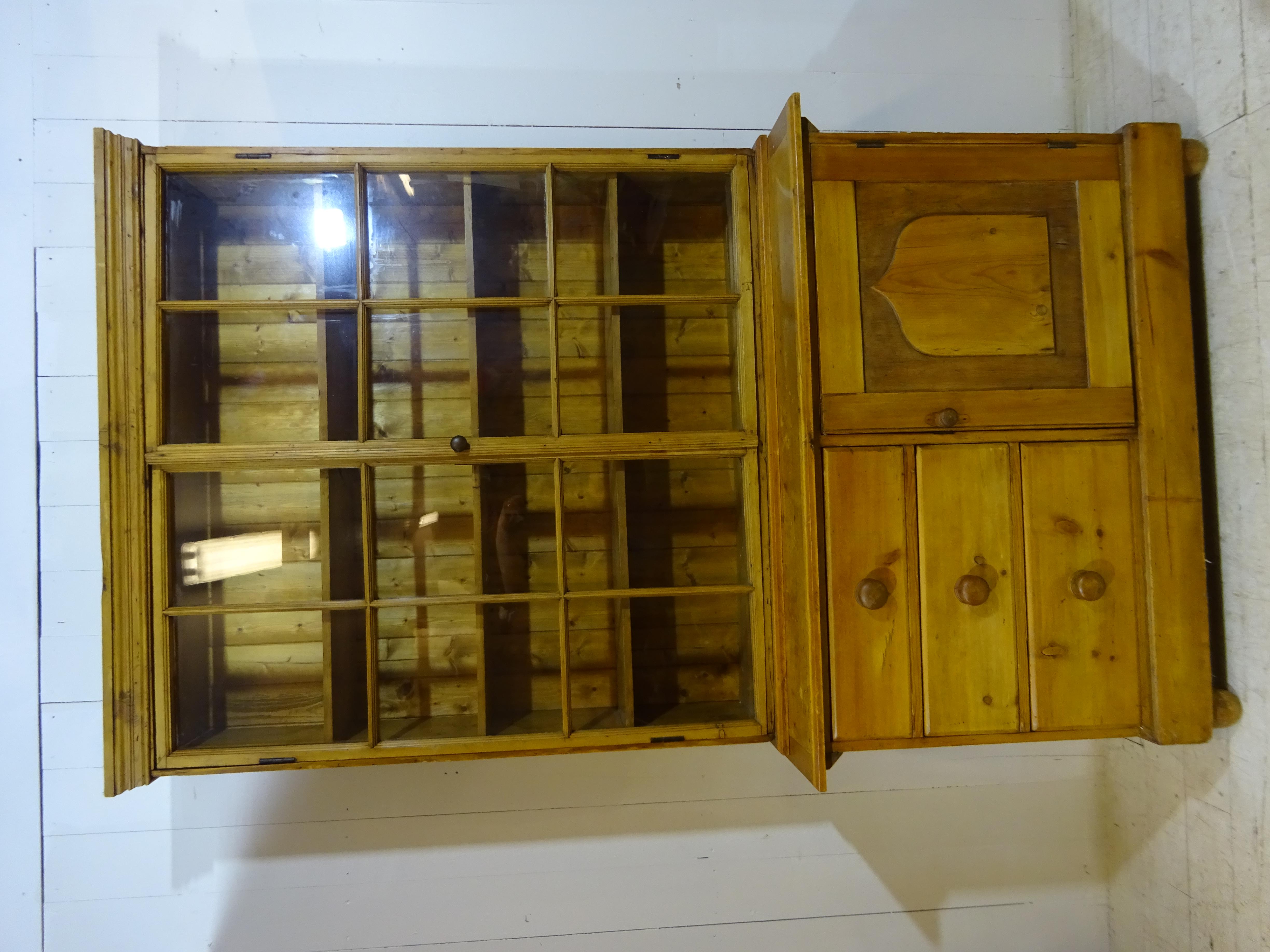 Hand-Crafted Victorian dresser and Display Cabinet in Pine 
