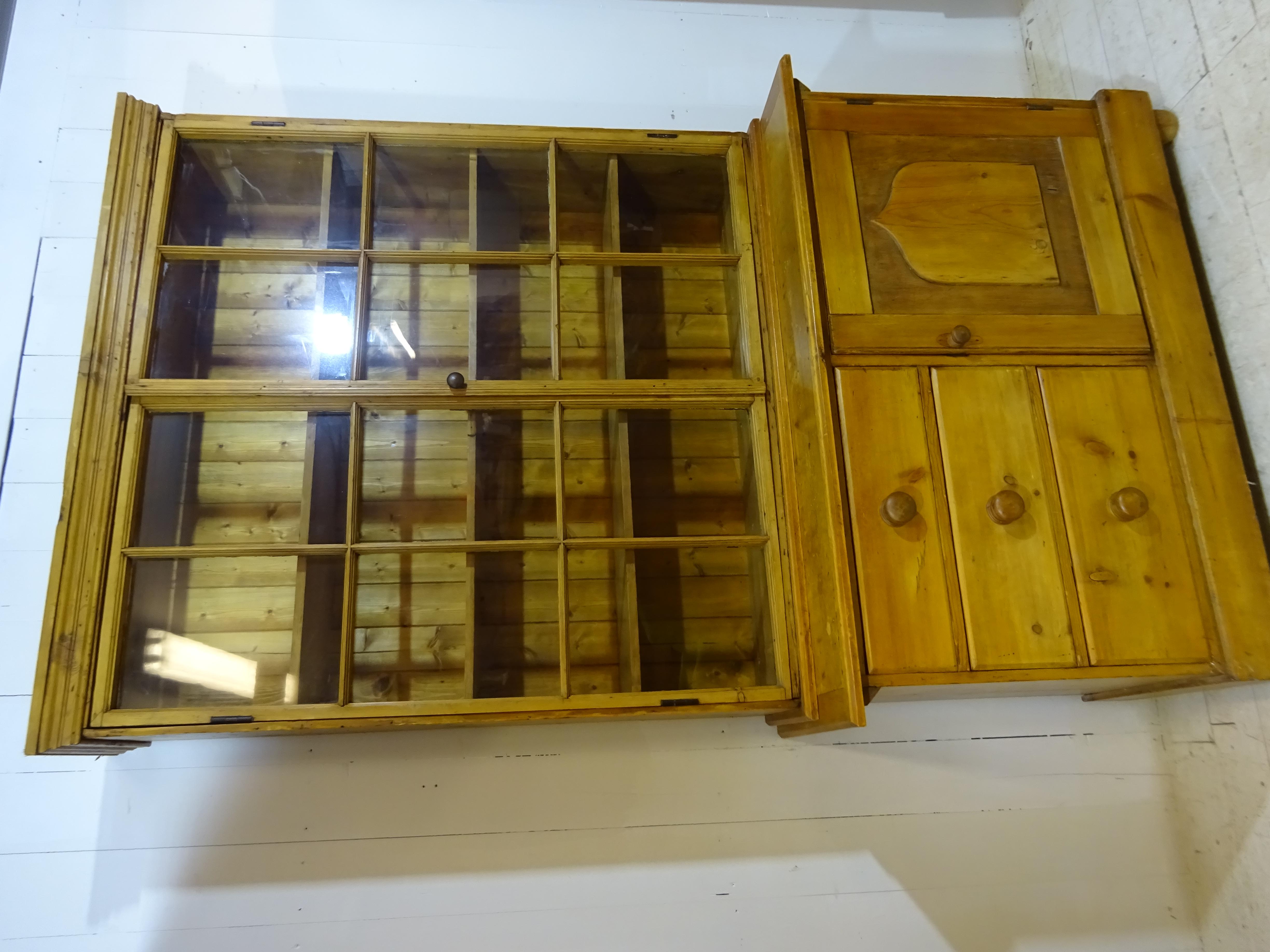 Late 19th Century Victorian dresser and Display Cabinet in Pine 