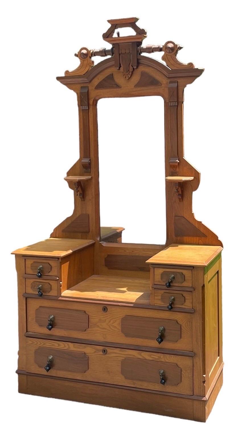 Inconnu Commode Victorienne ou Stand de Hall Meubles de Rangement Anciens Sculptés à la Main Americana en vente