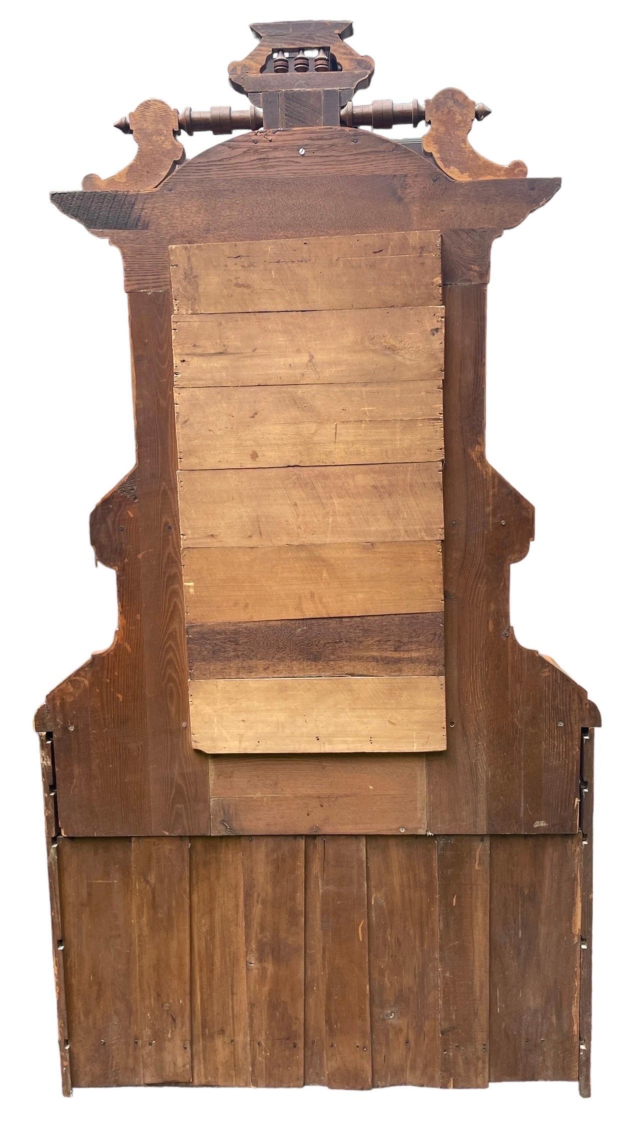 Miroir Commode Victorienne ou Stand de Hall Meubles de Rangement Anciens Sculptés à la Main Americana en vente