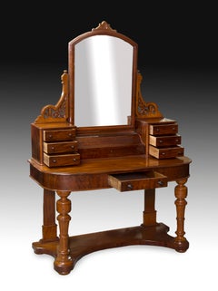 Victorian Dressing Table, Mahogany, Metal, Glass, England, 19th Century