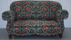 Victorian Drop Arm Club Sofa in William Morris Upholstery Fabric Part of a Suite