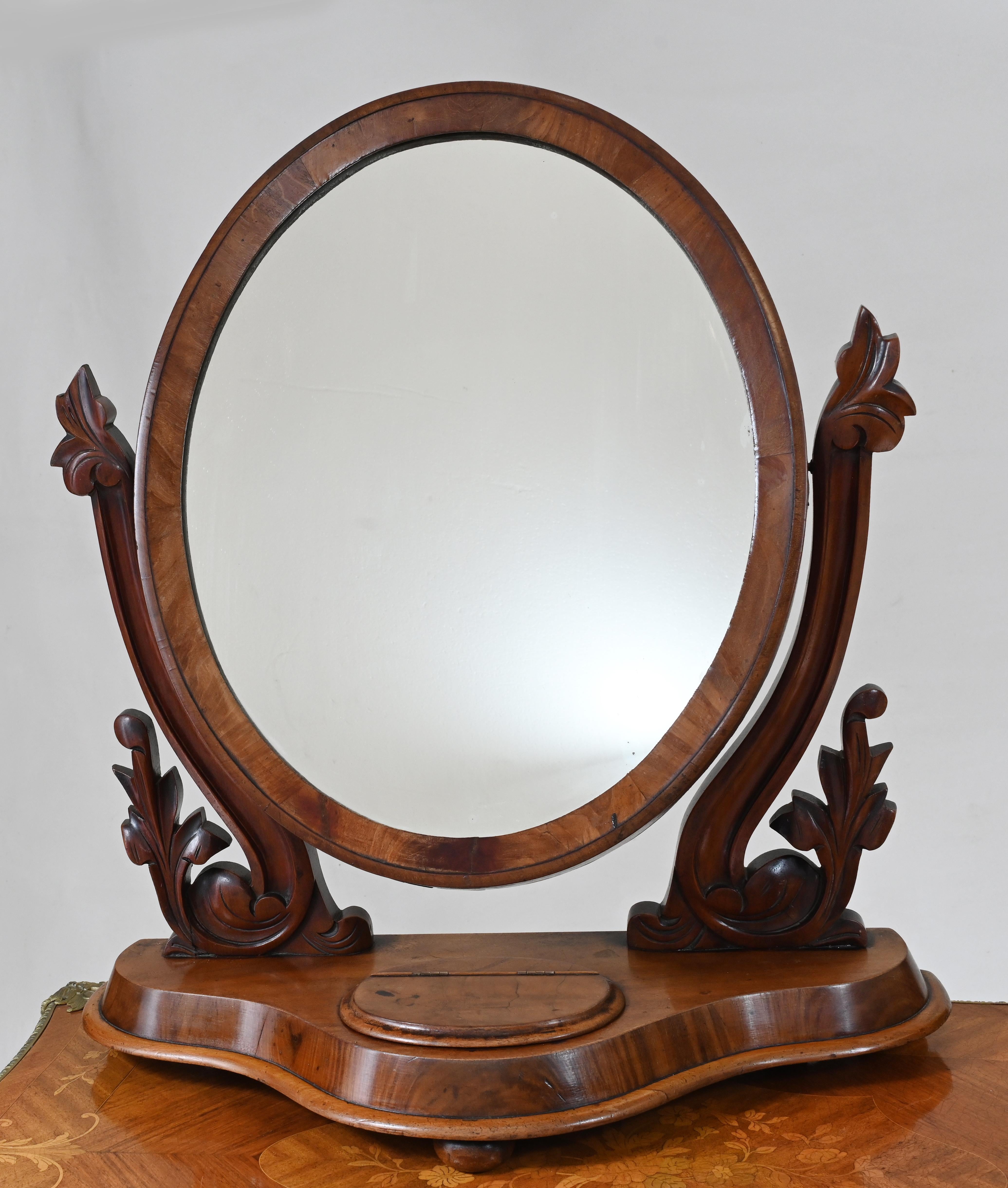 You are viewing a wonderful period Victorian Duchess mirror
A Duchess mirror is a swivel mirror that is placed on a table or dresser
Glass is clear and blemish free and we date this to circa 1880
Very collectable would also make a great piece for a