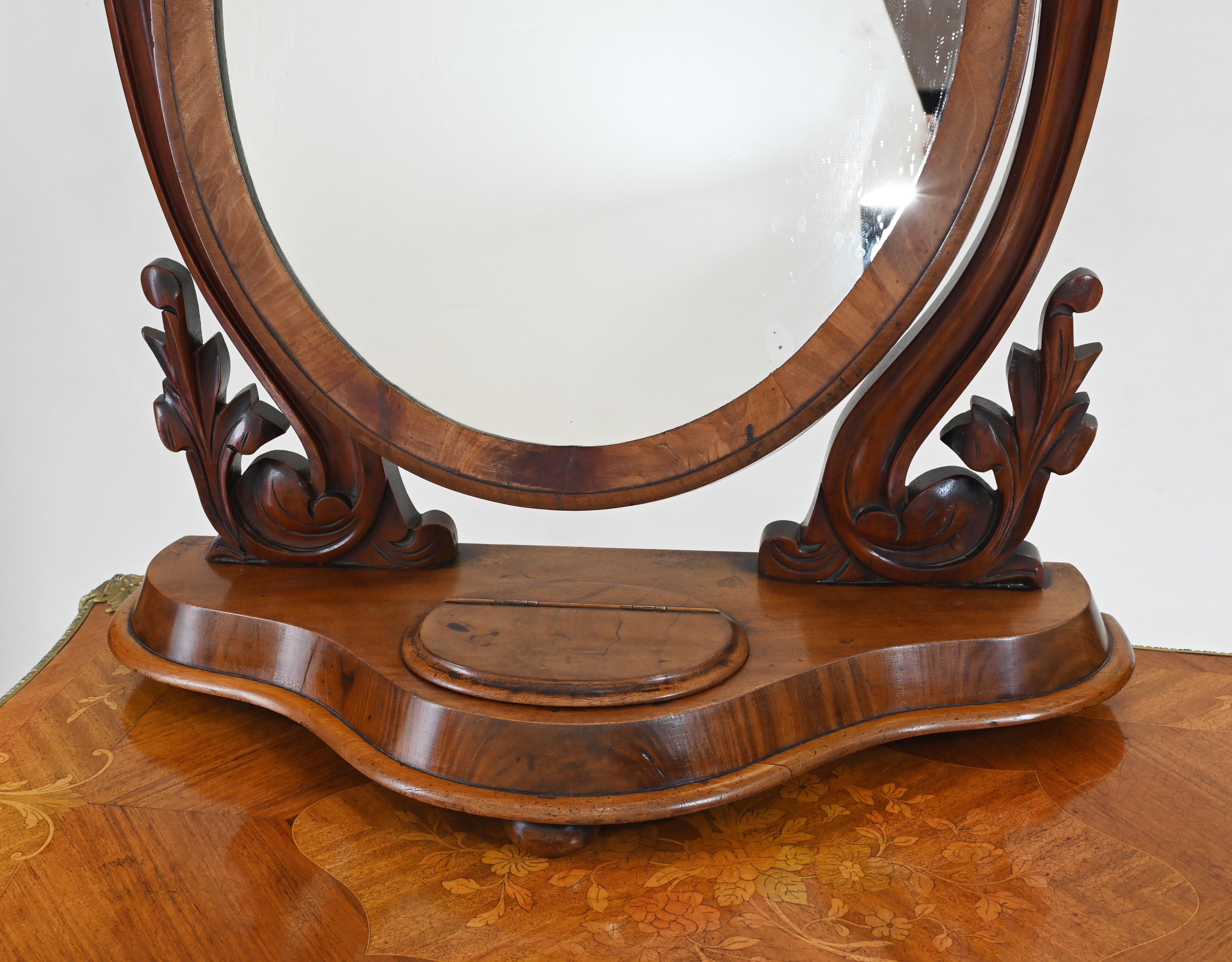 Victorian Duchess Mirror Walnut Dressing Glass 1880 In Good Condition For Sale In Potters Bar, GB
