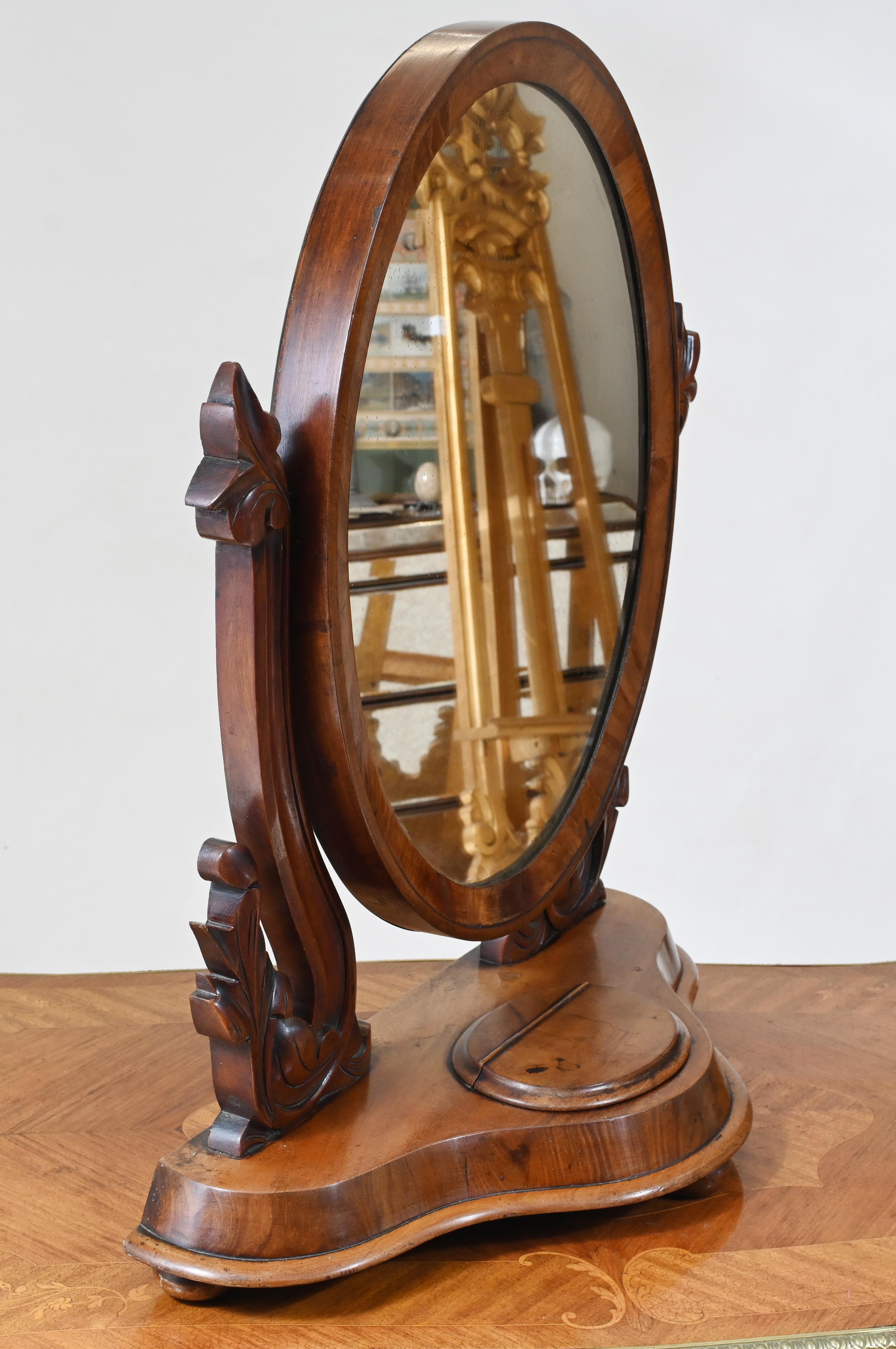 Victorian Duchess Mirror Walnut Dressing Glass 1880 For Sale 1