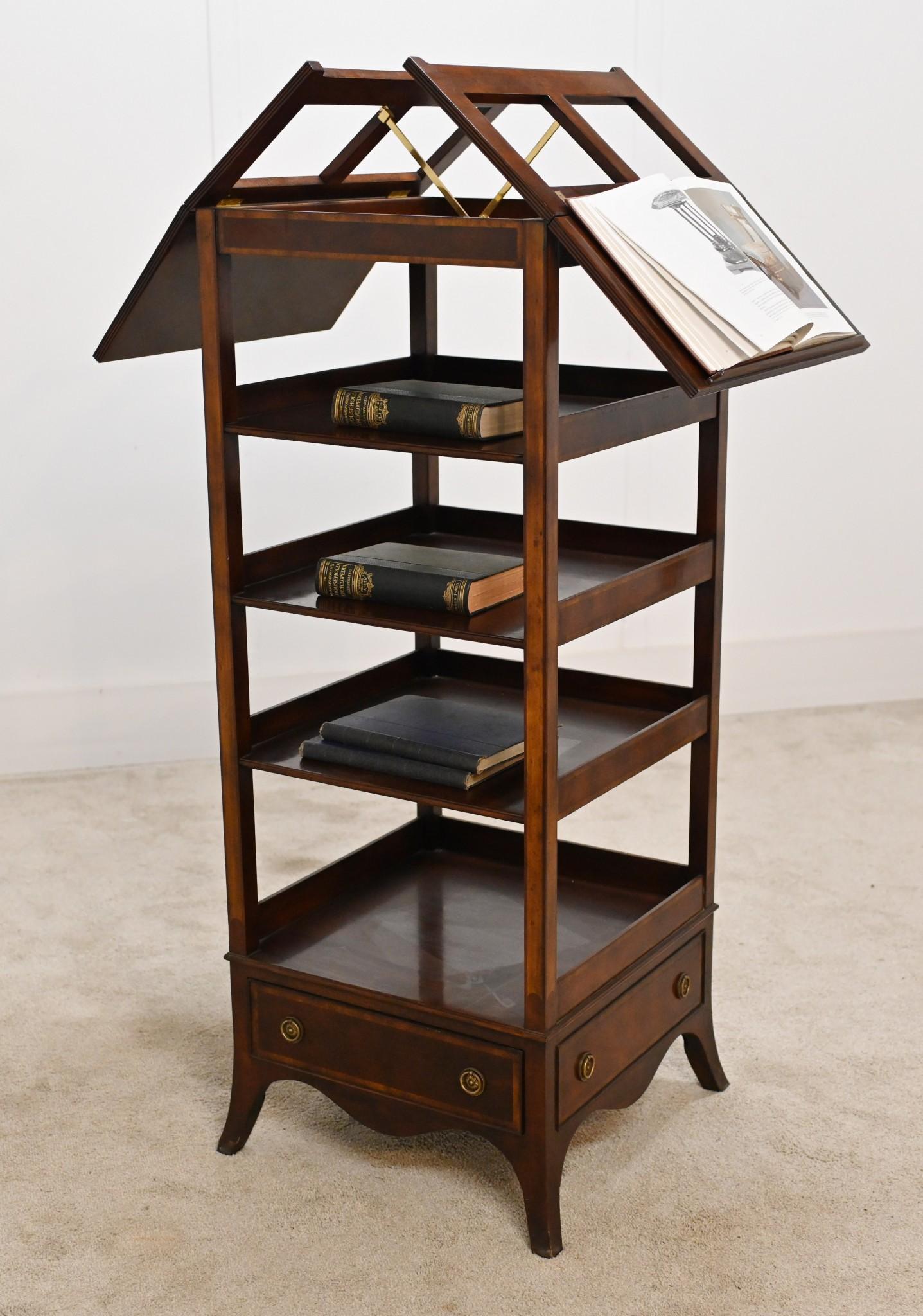 Wood Victorian Duet Stand Music Shelf Mahogany Lecturn For Sale