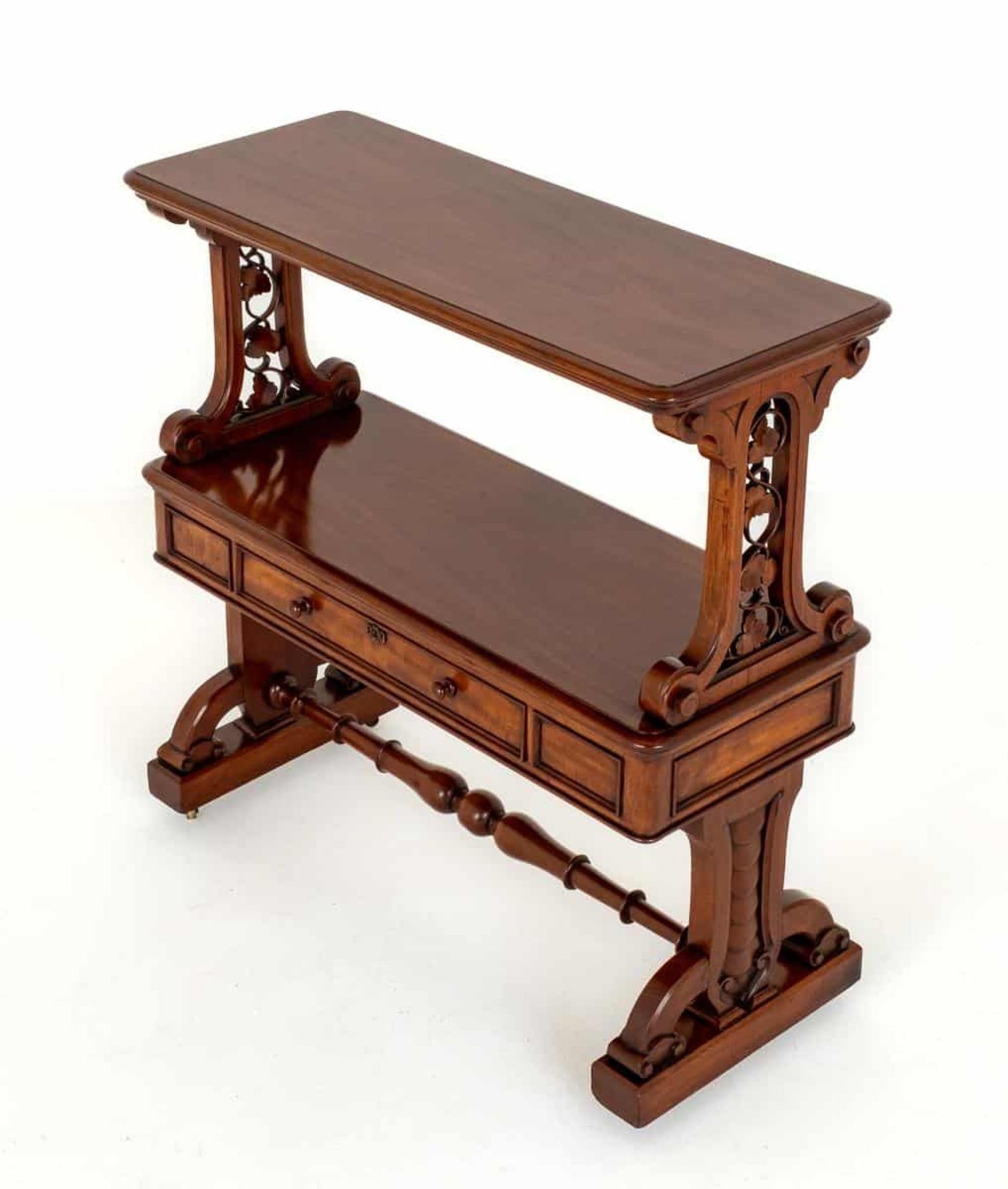 Victorian Dumb Waiter Mahogany Bookcase 1860 in vendita 3