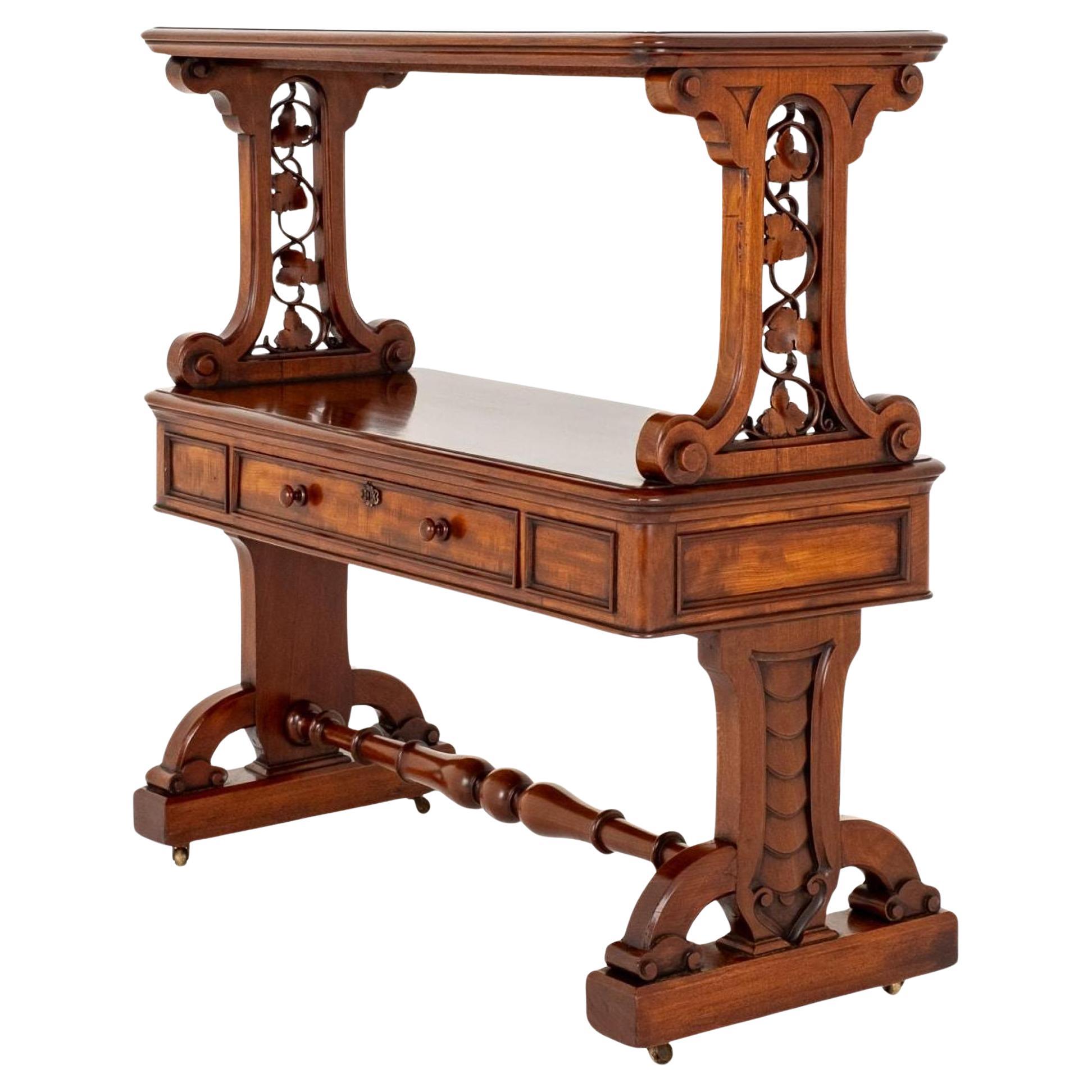 Victorian Dumb Waiter Mahogany Bookcase 1860