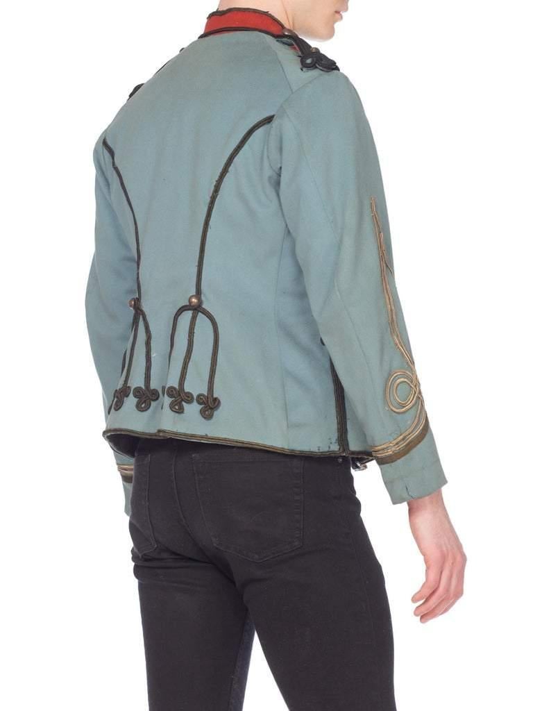 Chaqueta militar francesa victoriana de lana azul polvorienta auténtica de 1870S con bu de plata 1