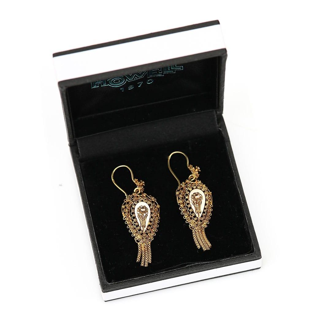 Victorian Dutch 14 Carat Gold Tassel Drop Earrings, circa 1850 For Sale 2