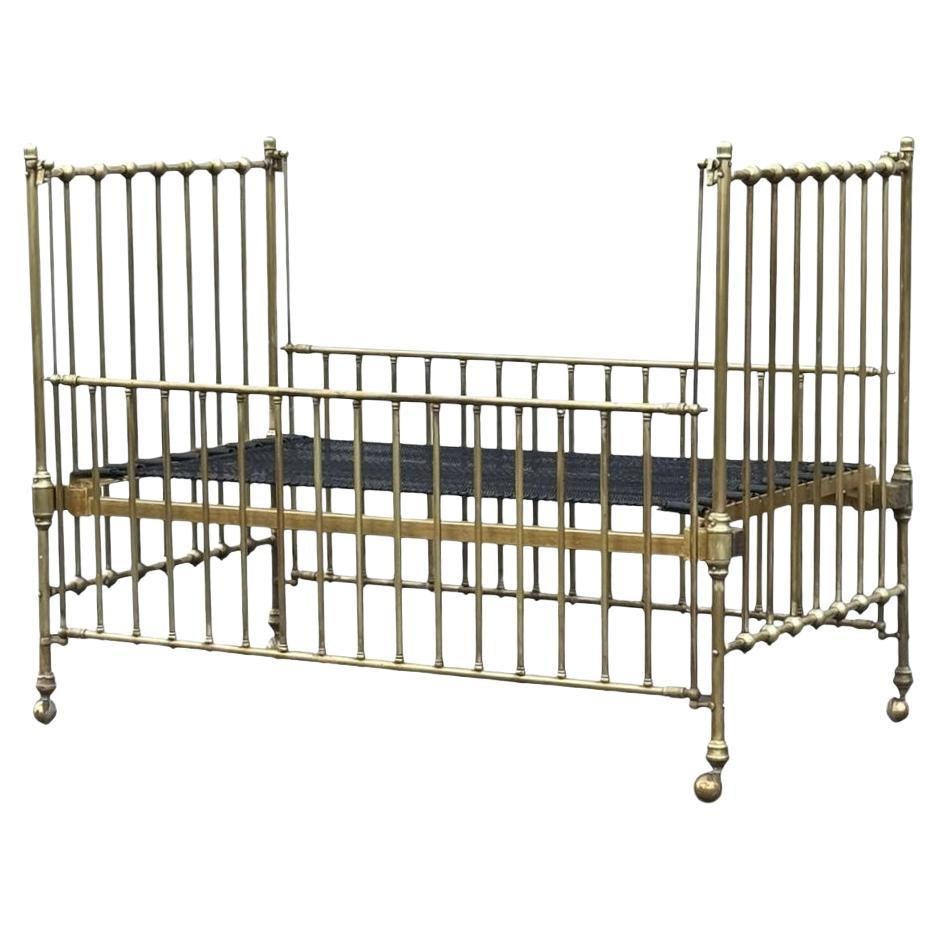 Victorian Early 20th Century Brass
Iron Daybed Crib on Casters