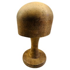 Antique Victorian Early 20th Century Milliners Solid Beech Hat Block Display Stand