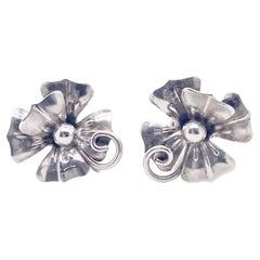 Victorian Earrings for Non Pierced Ears, Flower Motif Screw on dEarrings