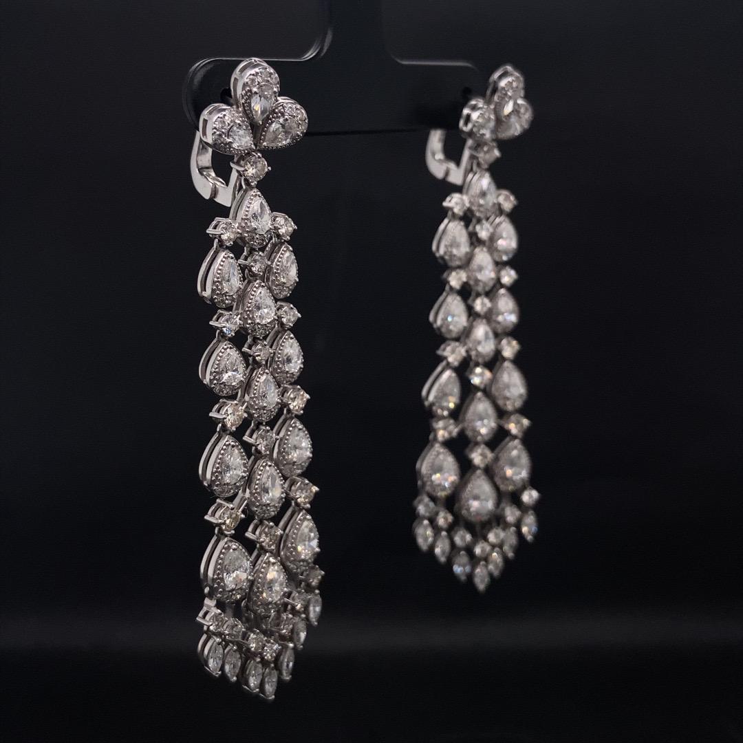 Victorian Earrings With Natural Pears & Marquise Diamonds in 18K Solid Gold In New Condition For Sale In New Delhi, DL