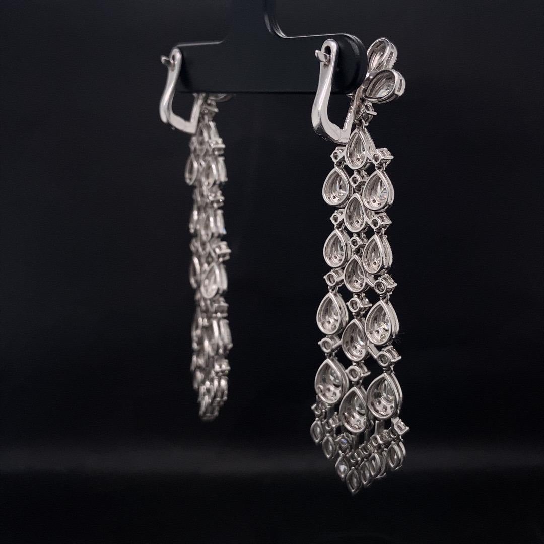 Women's Victorian Earrings With Natural Pears & Marquise Diamonds in 18K Solid Gold For Sale