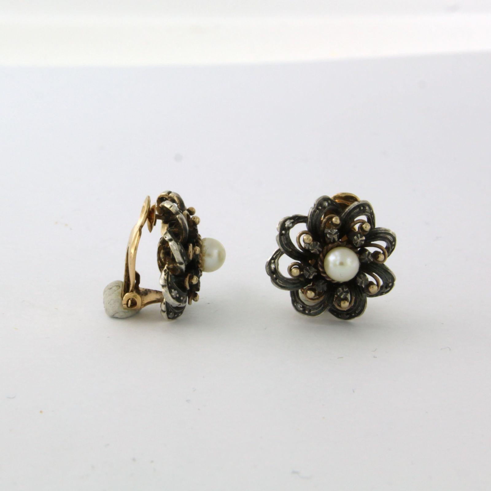 Primo vittoriano Orecchini vittoriani con perle in oro e argento 18 carati 8,3 grammi in vendita