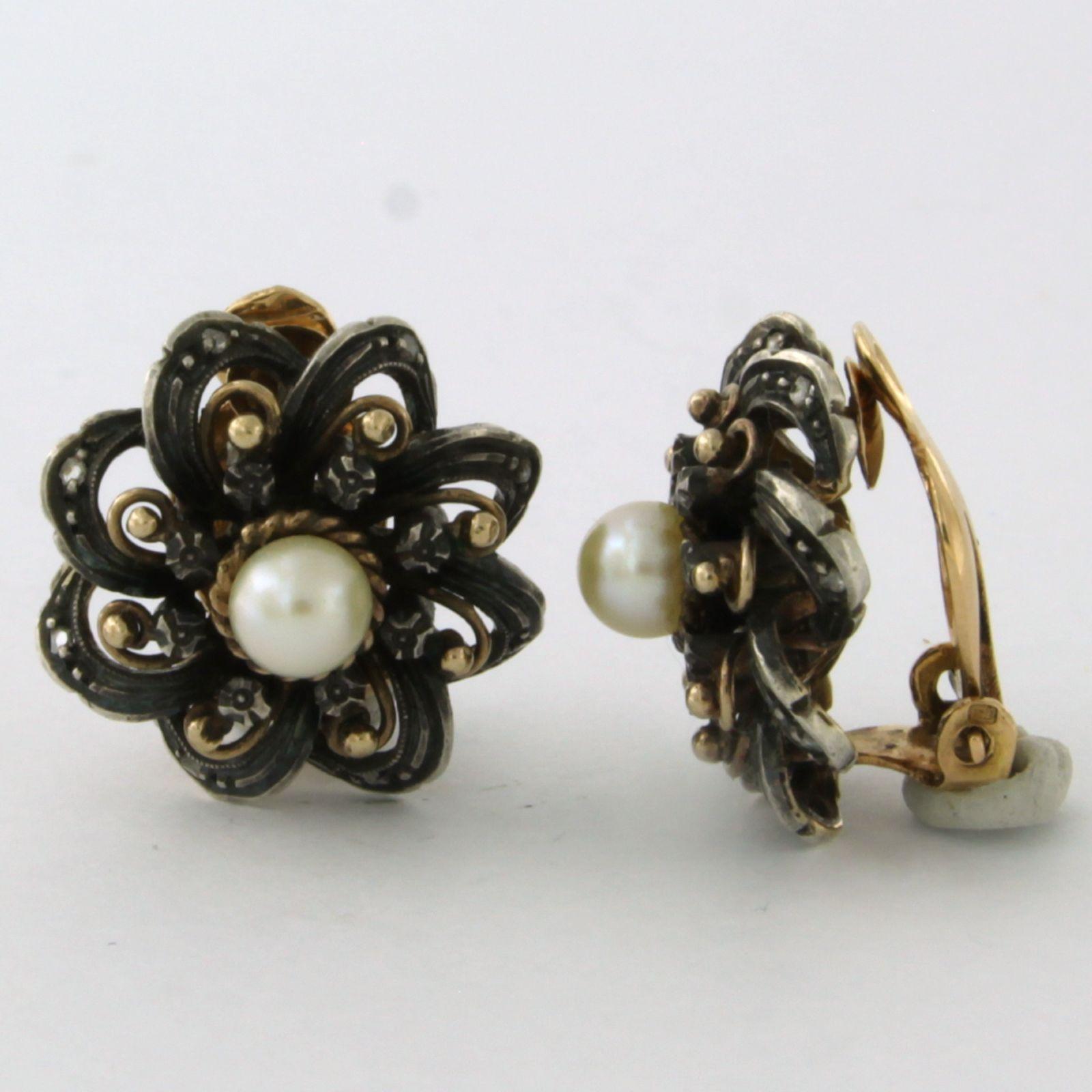 Perlina Orecchini vittoriani con perle in oro e argento 18 carati 8,3 grammi in vendita