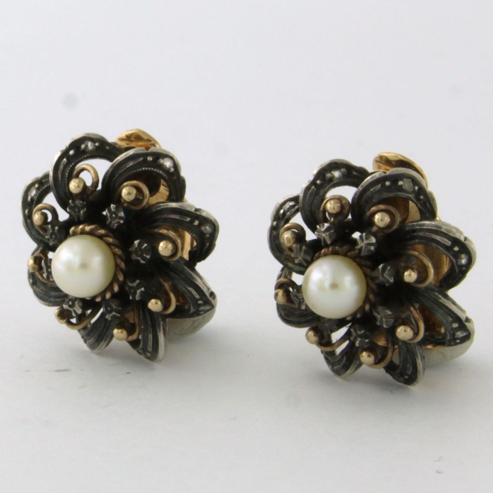 Orecchini vittoriani con perle in oro e argento 18 carati 8,3 grammi In condizioni ottime in vendita a The Hague, ZH