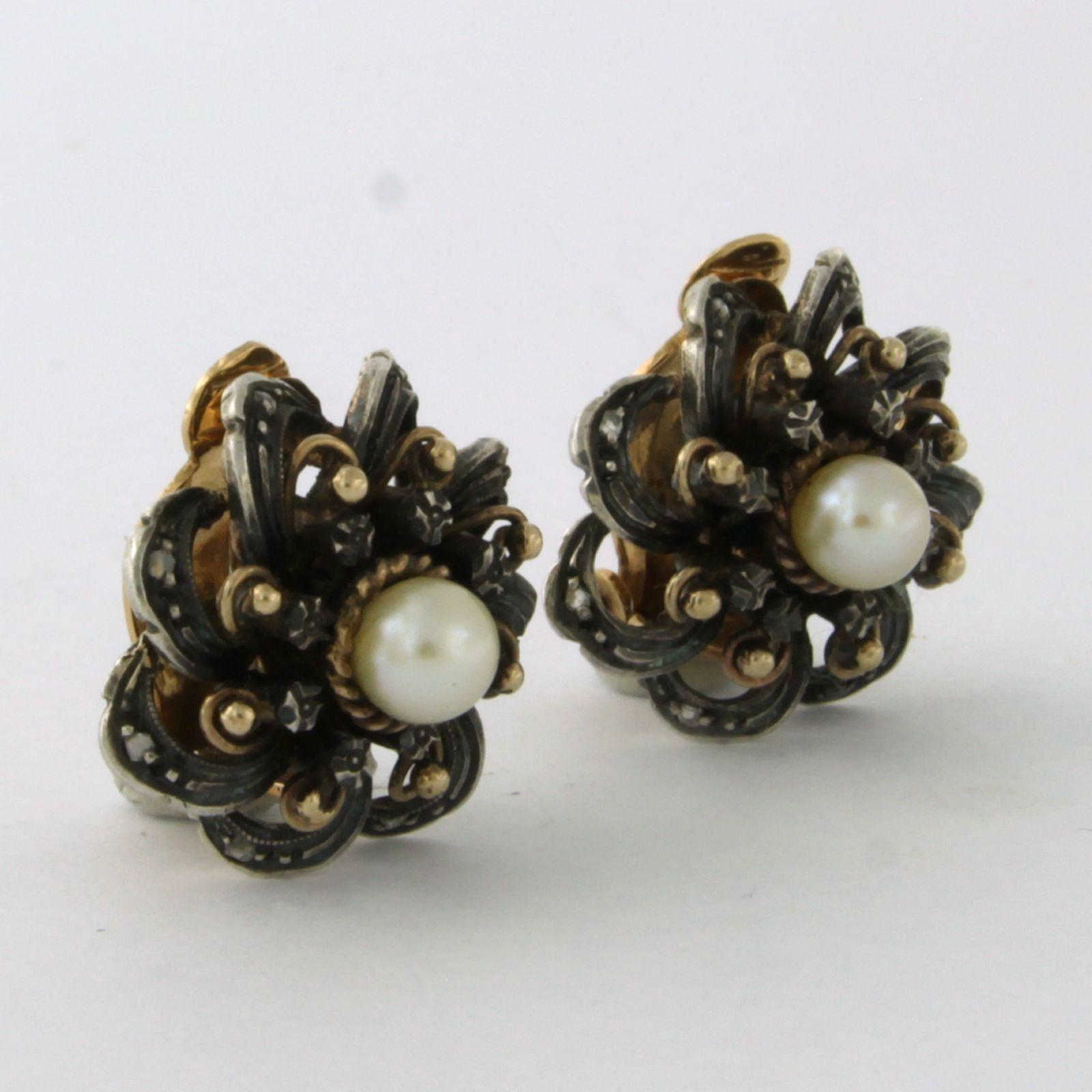 Orecchini vittoriani con perle in oro e argento 18 carati 8,3 grammi in vendita 1