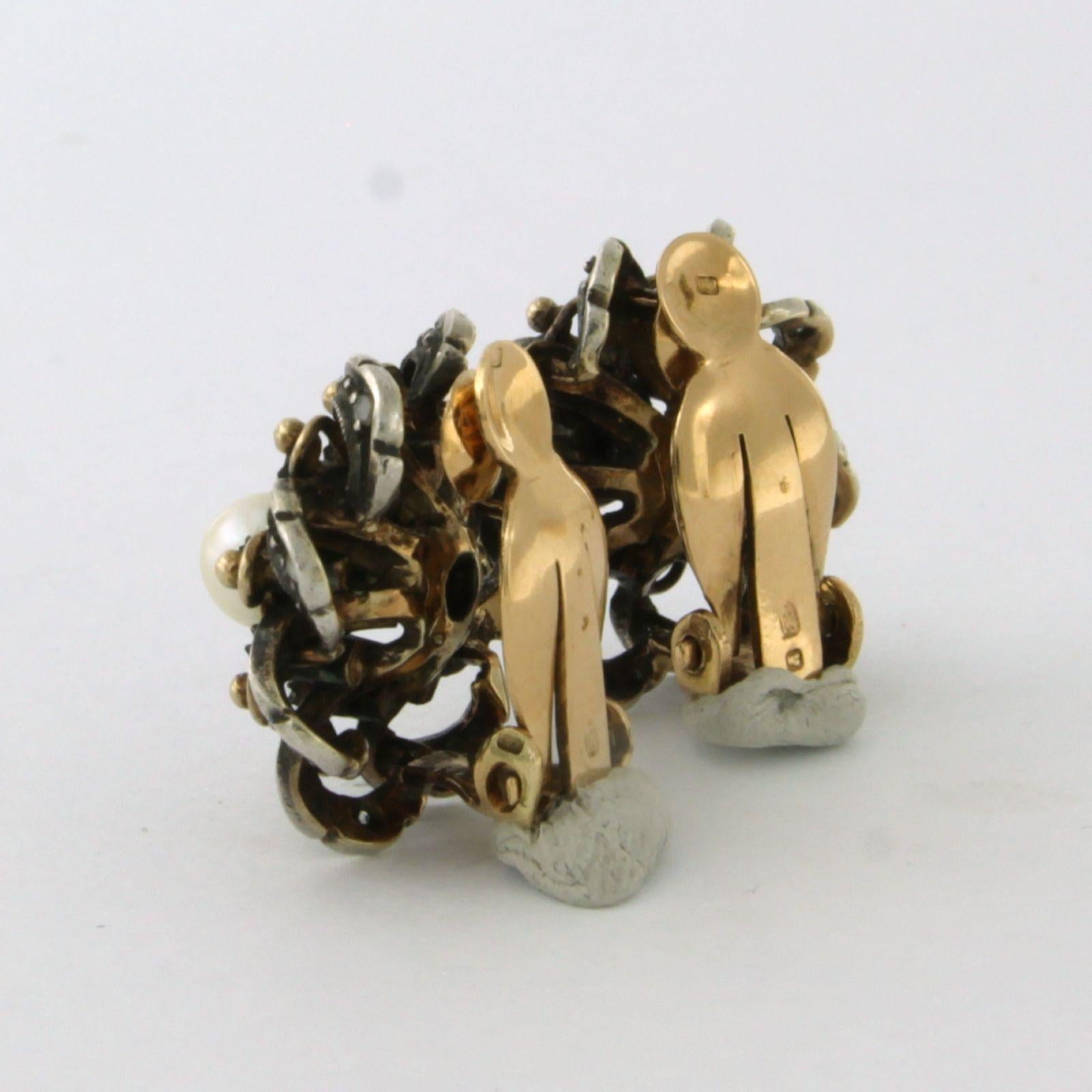 Orecchini vittoriani con perle in oro e argento 18 carati 8,3 grammi in vendita 1