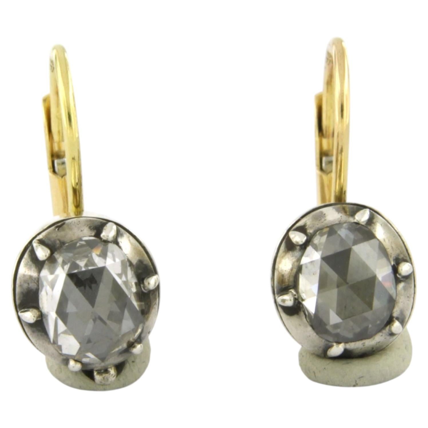 Orecchini in stile VITTORIANO con diamanti a taglio rosa fino a 2,40 ct, in oro 18k e argento
