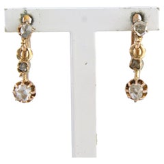 Victorian Earrings with rose cut diamonds up to 0.10ct 18k gold 2.2 grams