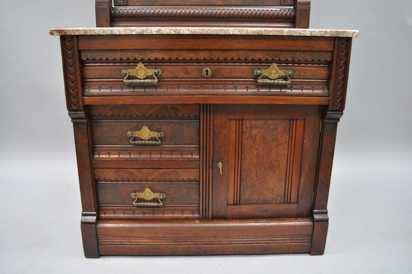 eastlake dresser with mirror and marble top