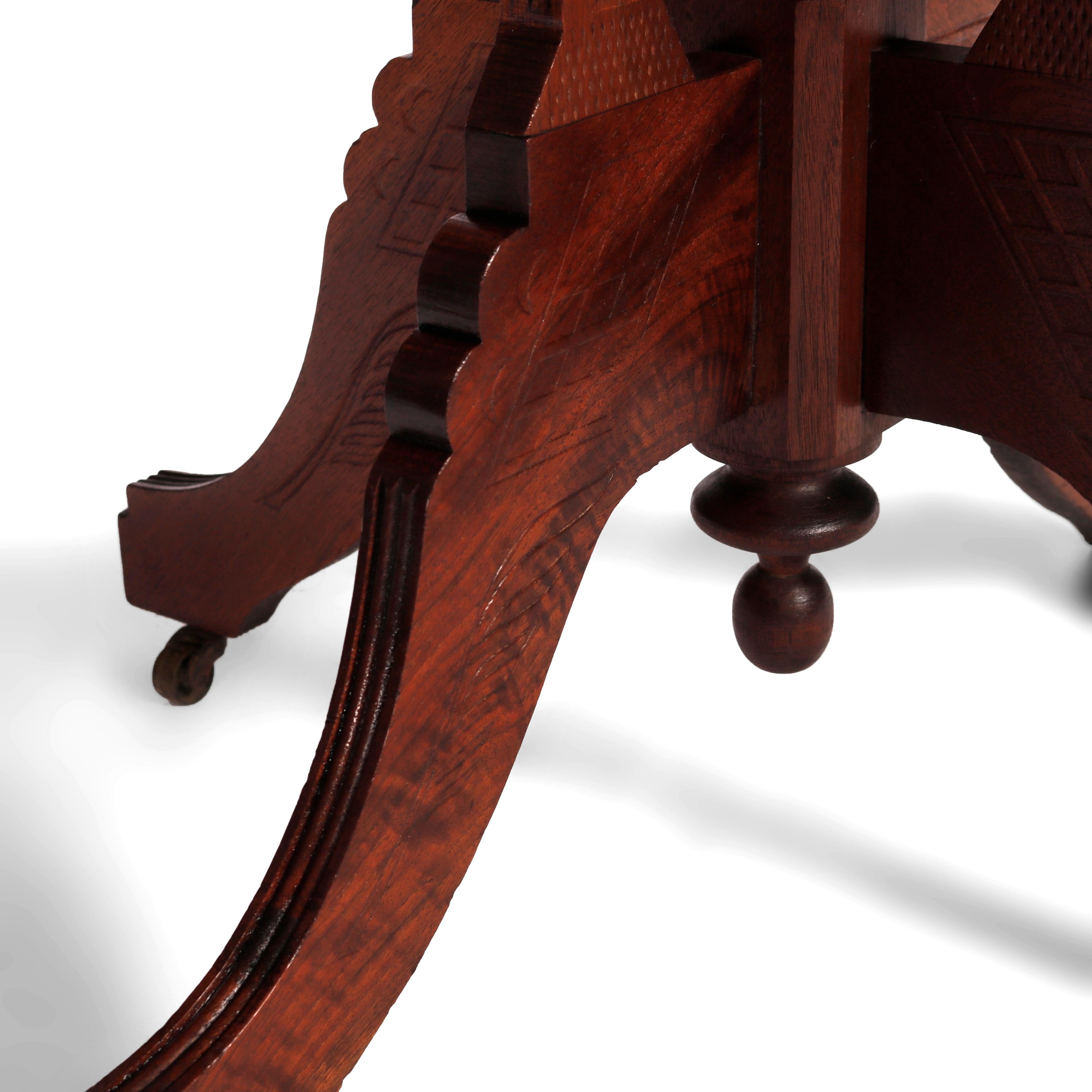 Victorian Eastlake Marble Top Parlor Table, circa 1890 4