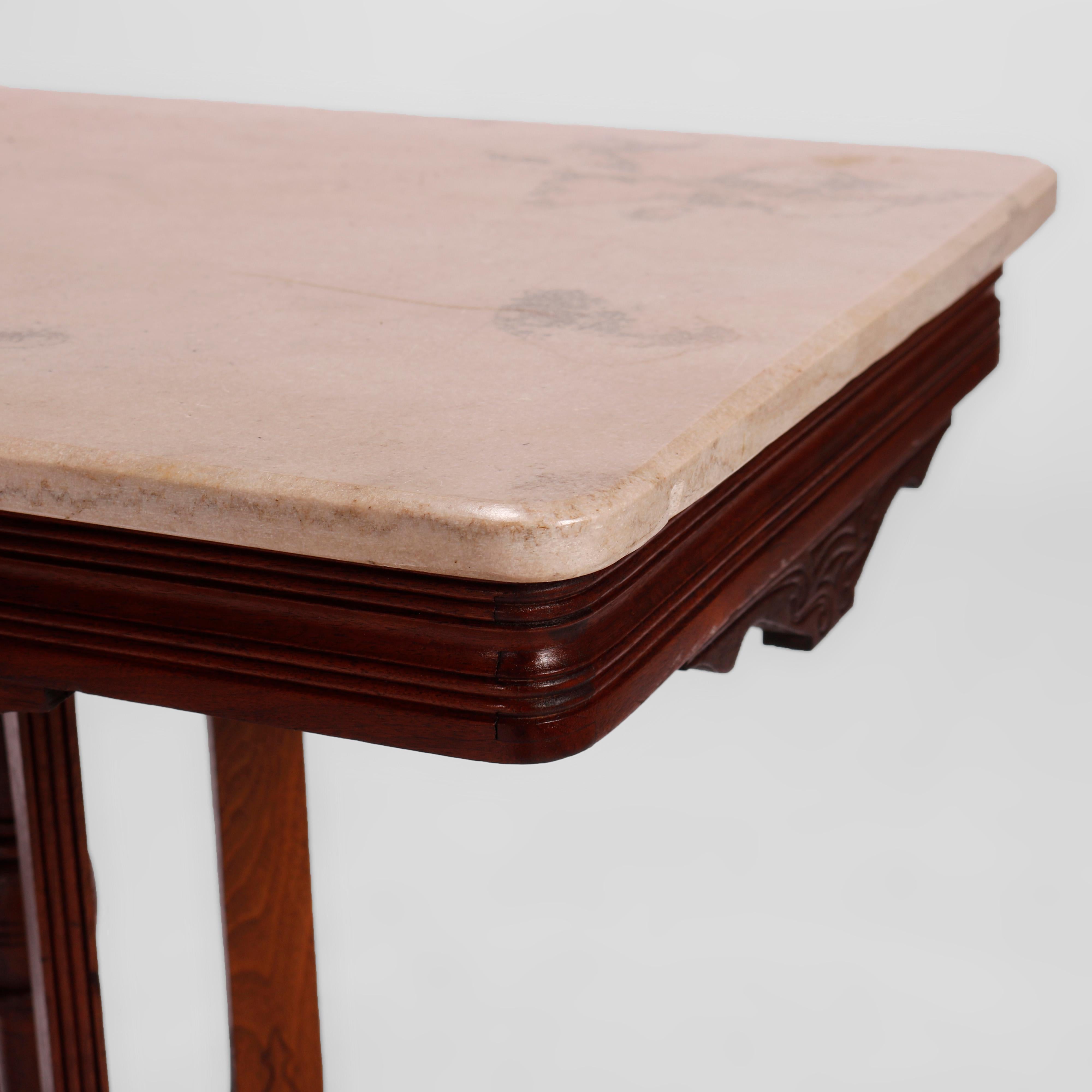 Victorian Eastlake Marble Top Parlor Table, circa 1890 2