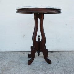 Victorian Eastlake Marble-Top Pedestal Side Table