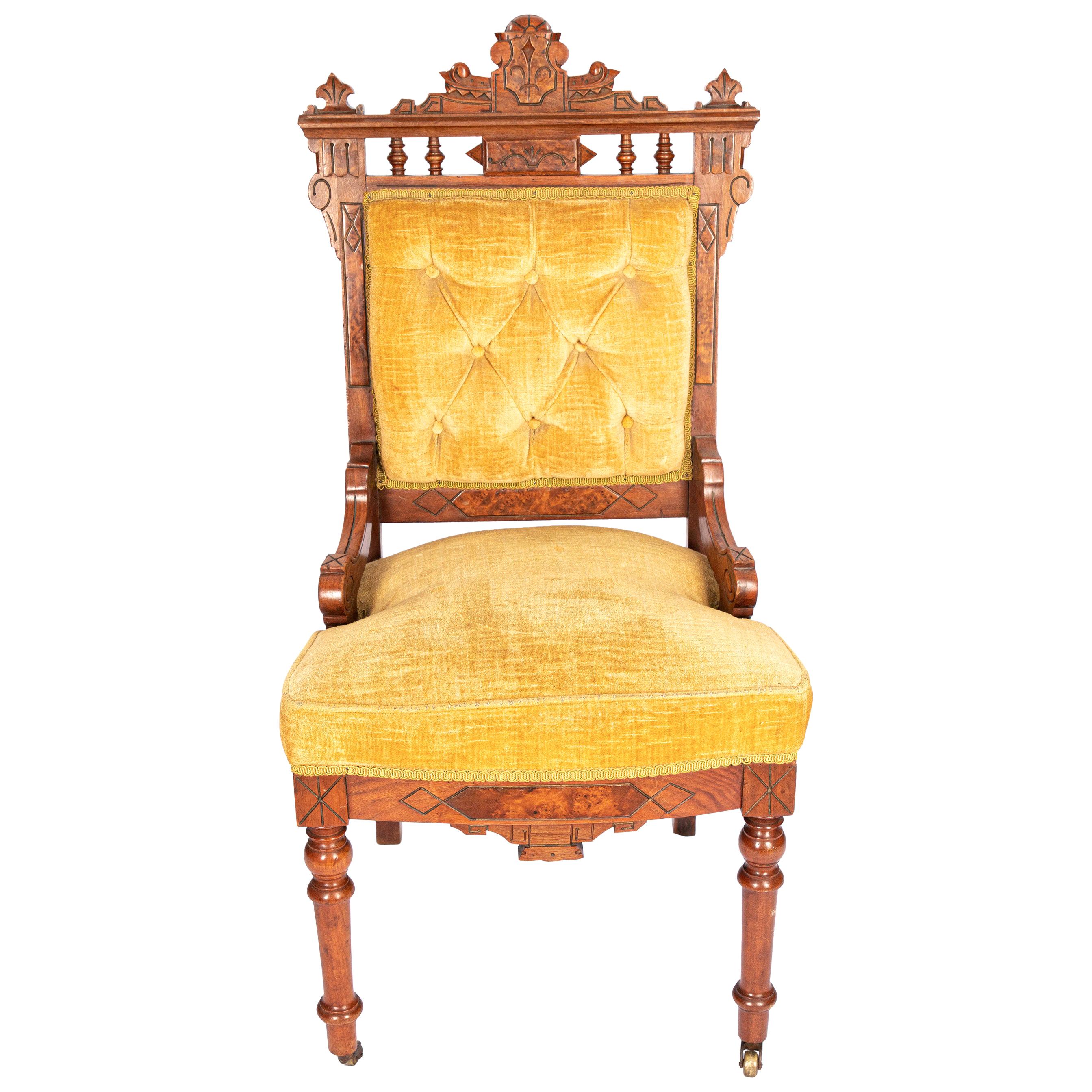 Victorian Eastlake Parlor Chair For Sale