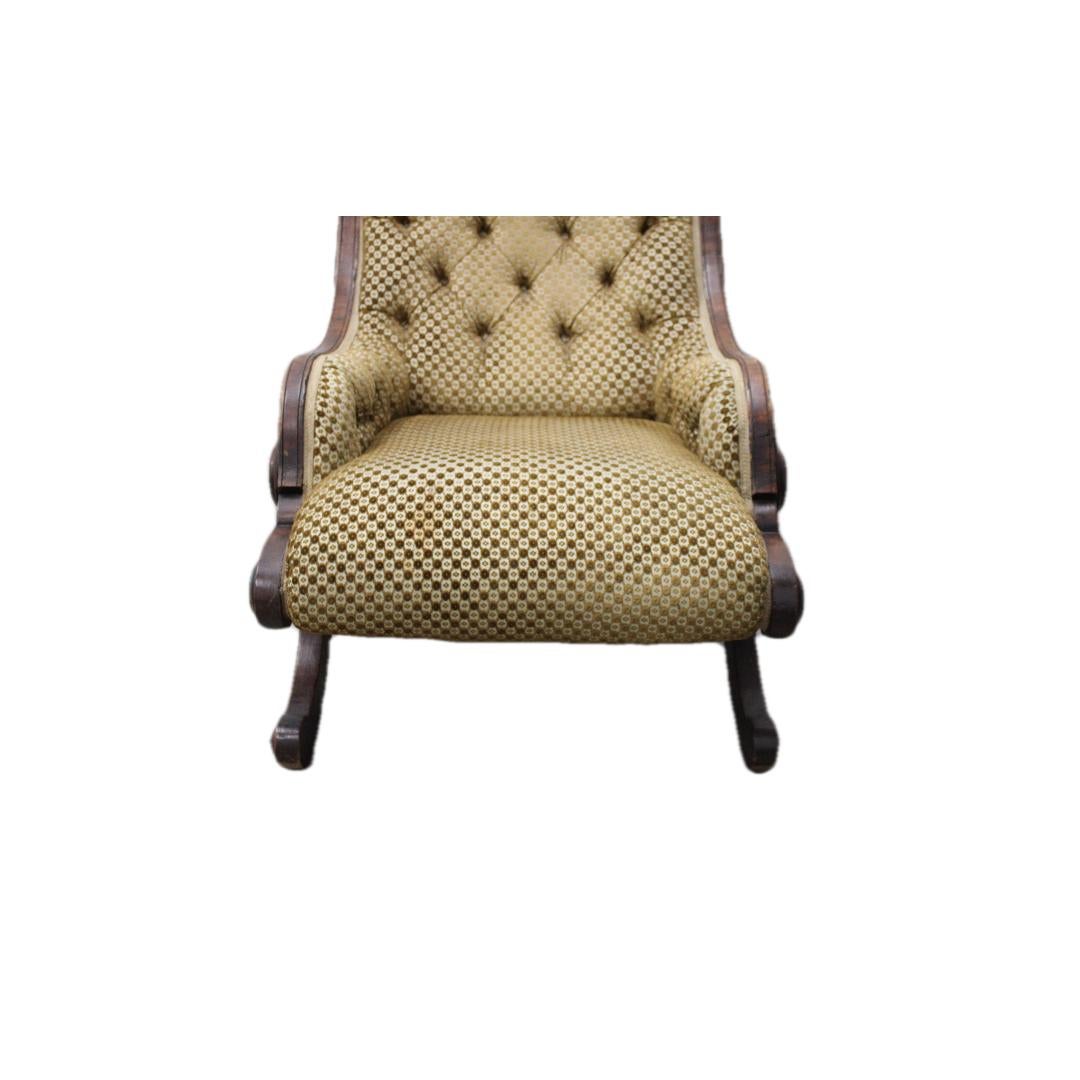 Victorian Eastlake Reclining Chair, Carved Wood & Upholstered 1